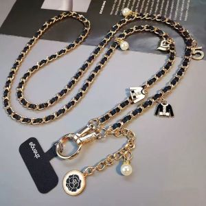 Black & Gold Camella Charm Phone Chain