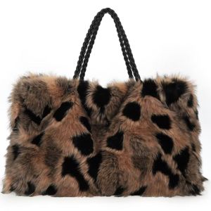 Gold Leopard Tote Fluffy Bag