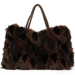 Chocolate Leopard Tote Fluffy Bag