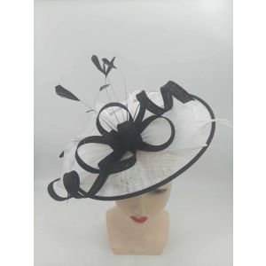 Black & White Wide Brim Wedding Occasion and Races Fascinator Hat