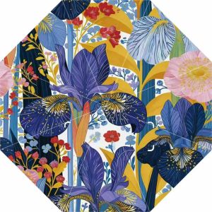 Colourful Floral Iris Print Upside Down Umbrella