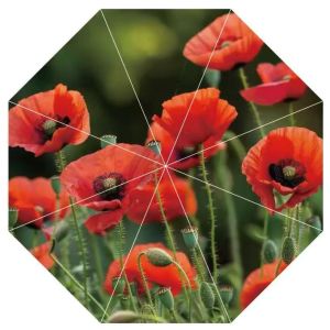 Red Poppy Floral Print Upside Down Umbrella