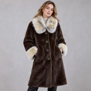 Luxury Faux Fur Collar Long Winter Coat