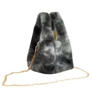Fluffy Faux Fur Grab Bag with Chain