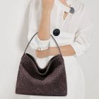 Woven Slouchy Shoulder Bag with Buckle Strap