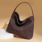 Woven Slouchy Shoulder Bag with Buckle Strap