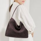 Woven Slouchy Shoulder Bag with Buckle Strap