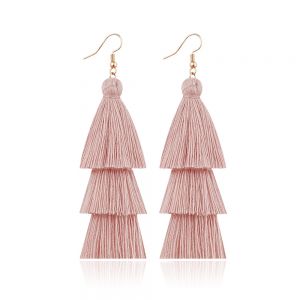 EUR207 long tassel earrings in Dusty Pink