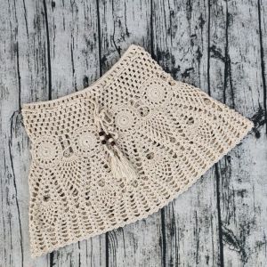 SDK094 crochet skirt in Beige