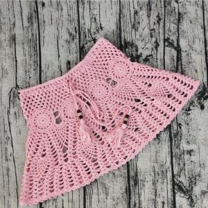 SDK094 crochet skirt in Pink