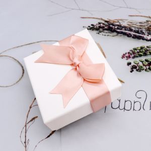 BAG002 small Jewellery gift box with bow detail in Nude