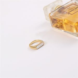 RIN037 shell surface Ring in Cream Gold plating (UK Size 7)