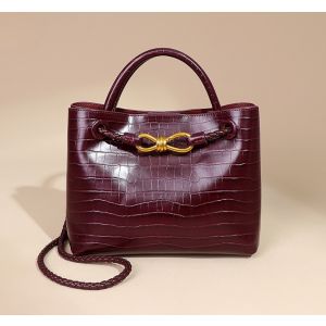 Bordeaux Belle Croc-Embossed Top Handle Bag  in Burgundy B1747