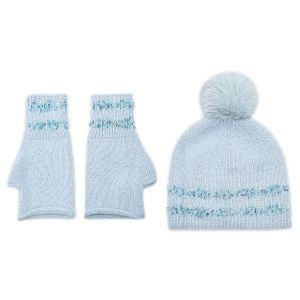 SD002 Wool hat and gloves in Baby Blue