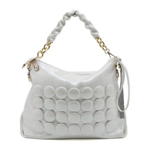 3D Dot Slouchy Shoulder Bag with Rhinestone Accents