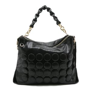3D Dot Slouchy Shoulder Bag with Rhinestone Accents