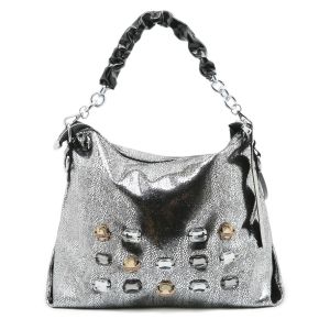 Metallic Jewells Encrusted Hobo Bag