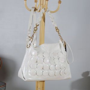 3D Dot Slouchy Shoulder Bag with Rhinestone Accents