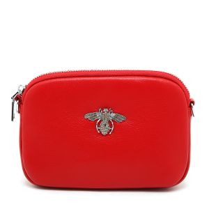8801  crystal leather bee bag in Red