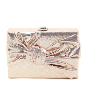 102 Shimmery large bow clutch bag in Rose Gold