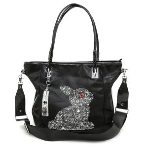 60415 Crystal rabbit handbag in Black