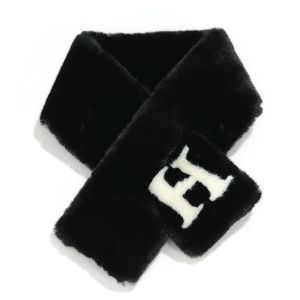 018 Letter H faux fur snood in Black