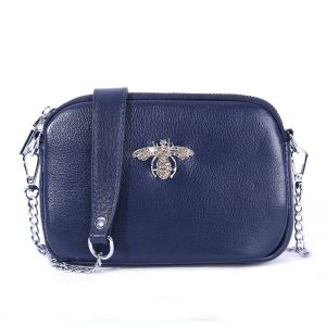  8801 Crystal leather bee bag in Navy
