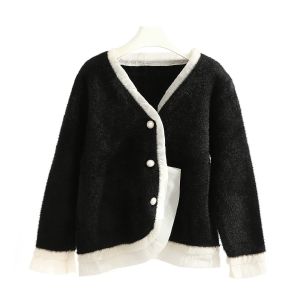 SKI056 lacy super soft warm jacket in Black