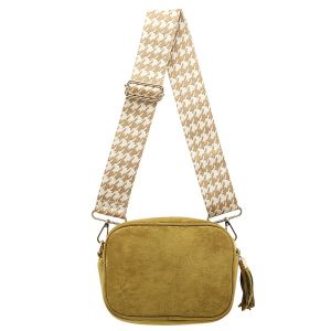 P200 funky strap bag in suede Olive Green