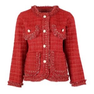SD187 Tweed soft cardigan in Red