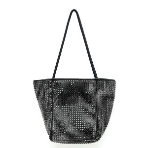 801 full Crystal handbag with Natural Hemp Rope handle in Black