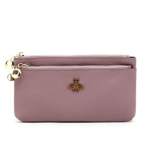 PUR001 multi compartments wrist strap Bee purse in dusty Pink