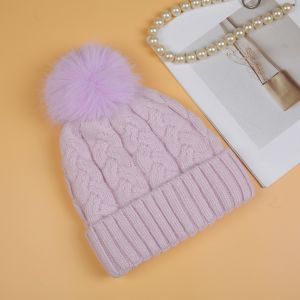 Chunky Knit Pompom Hat in Lilac SD111