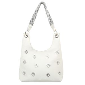 4849 Quirky Crystal Letter and crystal handle handbag in White