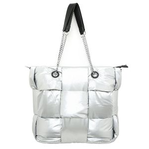 60318 puffer jacket tote bag in Silver