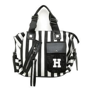60199-2 Letter H handbag in Black/White