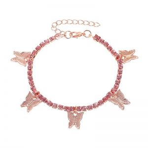 EUR111 small butterflies in rose Pink anklets/bracelet