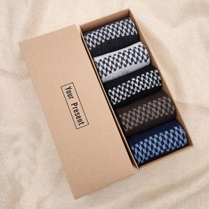 SDK065 Set of 5 pairs with small checks print men's socks