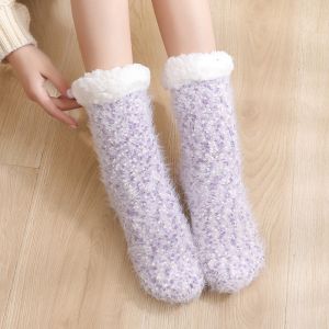 SDK067 Long slipper socks in Purple