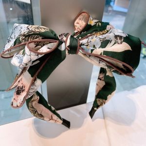 Elegant Floral Oversize Bow Headband in Dark Green HA856