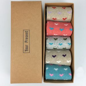 SDK059 set of 5 pairs with Sweet hearts print socks gift boxed