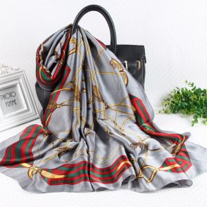 TT291 Chains printed satin scarf in Grey
