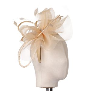 Pearl and Diamante Mix Fascinator in Gold TGH021