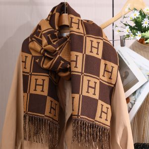 WS022 H style wool scarf in light Taupe