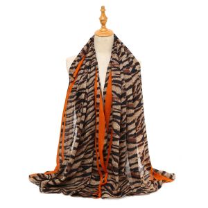 TT347 Zebra print cotton scarf in Orange