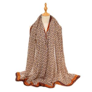 TT346 EE print cotton scarf in Orange