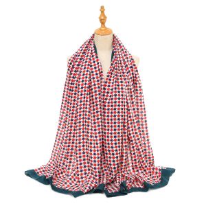TT345 Cotton scarf in Navy/Red