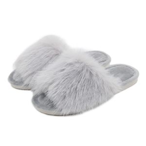 1953 super cosy fluffy slippers in Silver Grey