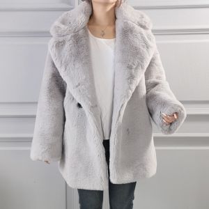 SK057 extra thickness and weight soft Faux fur coat in Silver