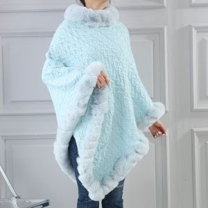 PE366 crochet poncho in Baby Blue